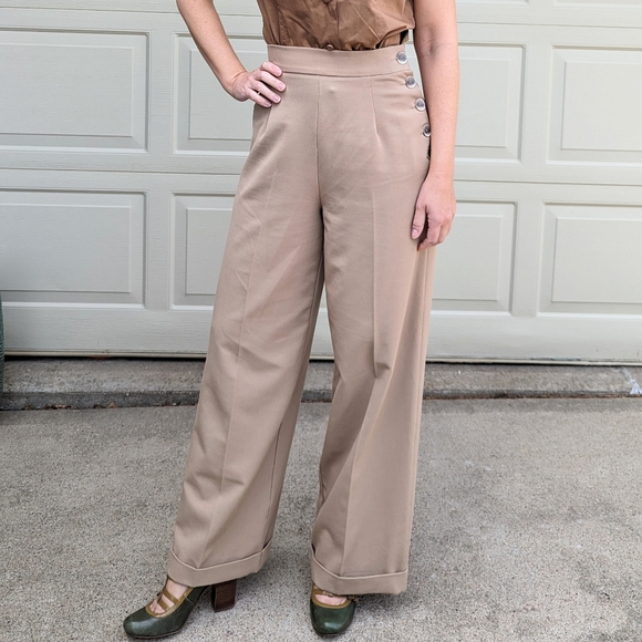 HEYDAY VINTAGE STYLE 1940's repro wide leg pants UK10 - Picture 3 of 11